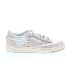 Reebok Club C 85 Mens Beige Mesh Lace Up Lifestyle Sneakers Shoes