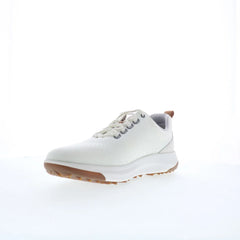 Johnston & Murphy 25-9668 Mens White Leather Lace Up Athletic Golf Shoes