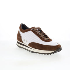 Di Bianco Daytona Mens Brown Leather Lace Up Lifestyle Sneakers Shoes