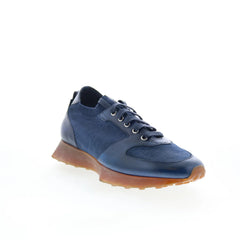Di Bianco Forza Mens Blue Leather Lace Up Lifestyle Sneakers Shoes