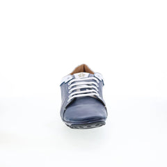 Di Bianco Monza Mens Blue Leather Lace Up Lifestyle Sneakers Shoes