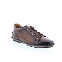 Di Bianco Olimpico Mens Brown Leather Lace Up Lifestyle Sneakers Shoes