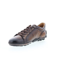 Di Bianco Olimpico Mens Brown Leather Lace Up Lifestyle Sneakers Shoes
