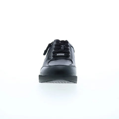 Revere Boston Womens Black Leather Lace Up Lifestyle Sneakers Shoes