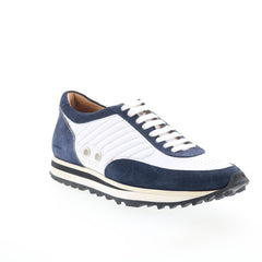 Di Bianco Daytona Calfskin Mens White Suede Lifestyle Sneakers Shoes