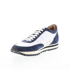 Di Bianco Daytona Calfskin Mens White Suede Lifestyle Sneakers Shoes