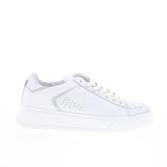 Miz Mooz Tristin Womens White Leather Lace Up Lifestyle Sneakers Shoes