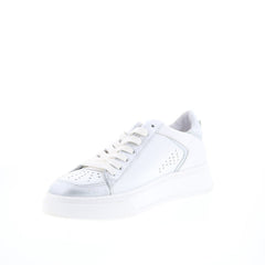 Miz Mooz Tristin Womens White Leather Lace Up Lifestyle Sneakers Shoes