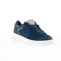 Miz Mooz Tristin Womens Blue Suede Lace Up Lifestyle Sneakers Shoes
