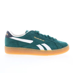 Reebok Club C Grounds UK Mens Green Suede Lace Up Lifestyle Sneakers Shoes