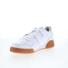 Reebok Workout Plus Mens White Leather Lace Up Lifestyle Sneakers Shoes