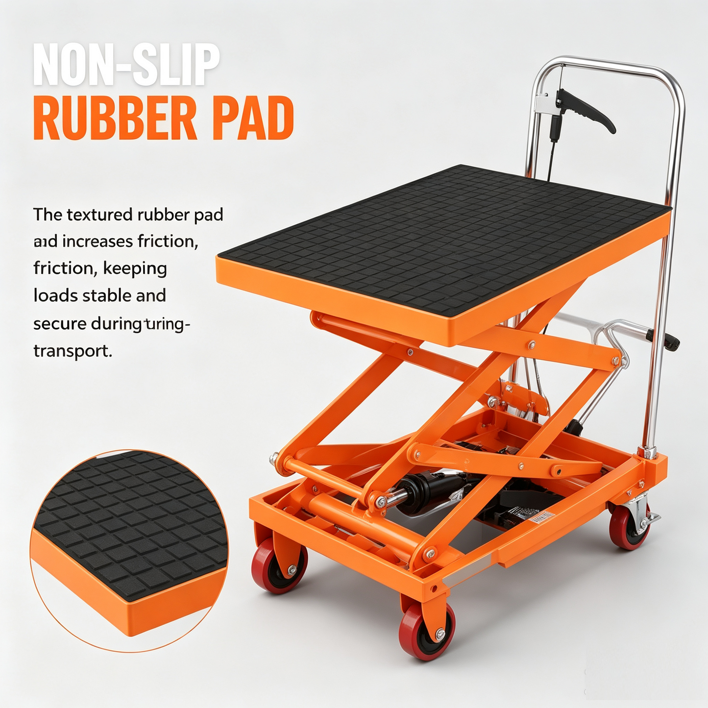 770 LBS Hydraulic Lift Table Cart – Double Scissor Mobile Lift Platform