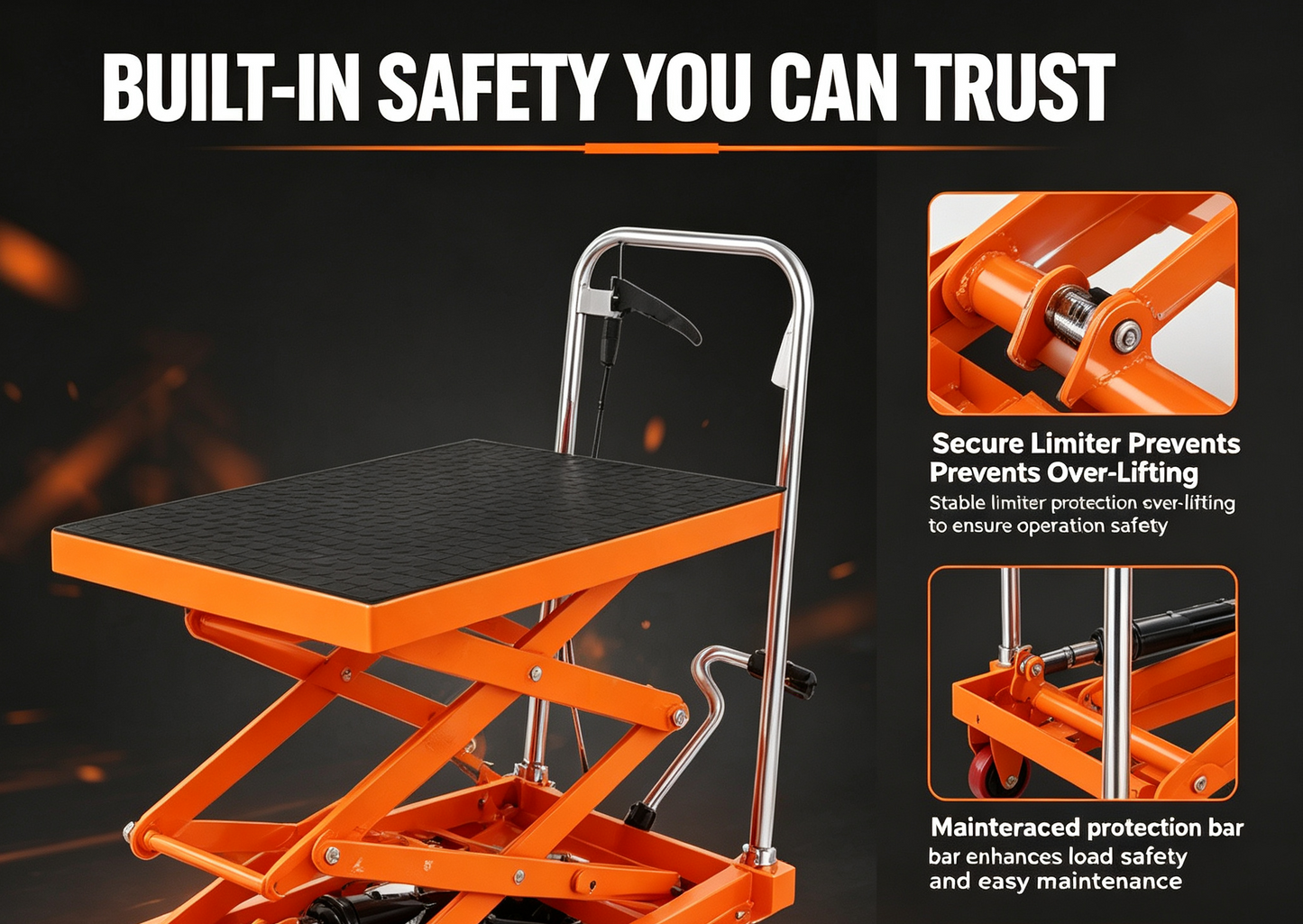 770 LBS Hydraulic Lift Table Cart – Double Scissor Mobile Lift Platform