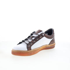 Di Bianco Binetto Mens White Leather Lace Up Lifestyle Sneakers Shoes
