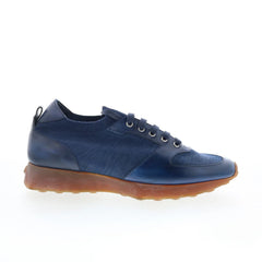 Di Bianco Forza Mens Blue Leather Lace Up Lifestyle Sneakers Shoes