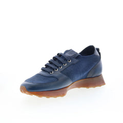 Di Bianco Forza Mens Blue Leather Lace Up Lifestyle Sneakers Shoes
