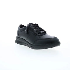 Revere Boston Womens Black Leather Lace Up Lifestyle Sneakers Shoes