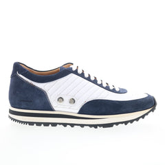 Di Bianco Daytona Calfskin Mens White Suede Lifestyle Sneakers Shoes