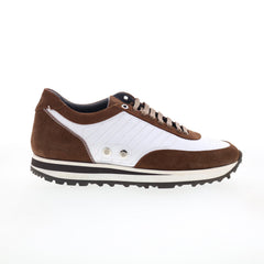 Di Bianco Daytona Mens White Suede Lace Up Lifestyle Sneakers Shoes