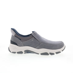 Rockport Reece Mens Gray Leather Slip On Lifestyle Sneakers Shoes