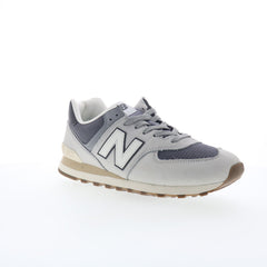 New Balance 574 U57418X Mens Gray Leather Lace Up Lifestyle Sneakers Shoes